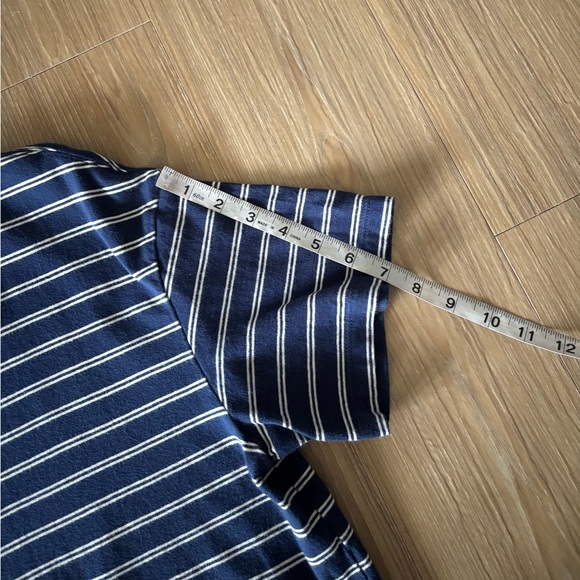 Madewell Tina Stripe Crew Neck T-Shirt Dress Blue White Cotton Womens L Preppy - Picture 10 of 14